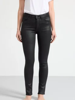 Byxor>Lindex Alba-Jeans Med Smal Passform, Smalt Ben Och Belagd Yta Black
