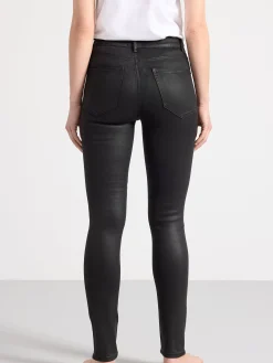 Byxor>Lindex Alba-Jeans Med Smal Passform, Smalt Ben Och Belagd Yta Black