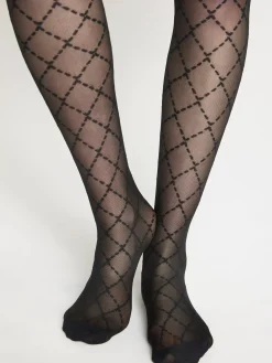 Strumpbyxor & Leggings>Lindex Argylemonstrade Strumpbyxor 40 Denier Black