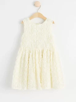 Klänningar>Lindex Armlos Blommig Klanning Med Rynkad Midja Light Dusty White