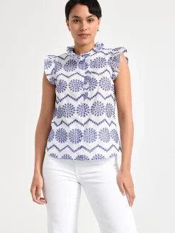 Blusar & Skjortor>Lindex Armlos Blus Med Broderier Blue