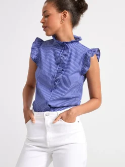 Blusar & Skjortor>Lindex Armlos Blus Med Volanger Blue