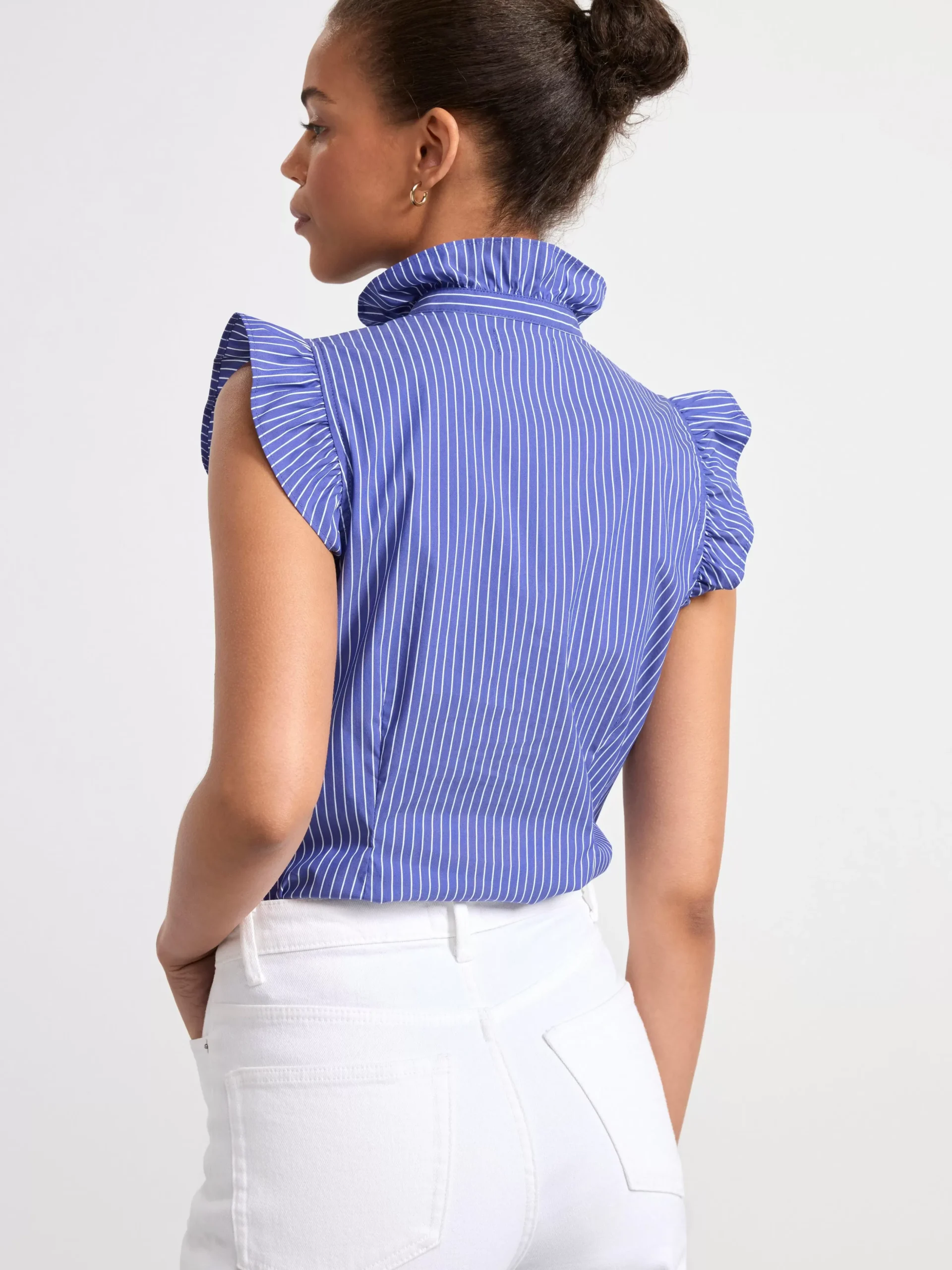 Blusar & Skjortor>Lindex Armlos Blus Med Volanger Blue