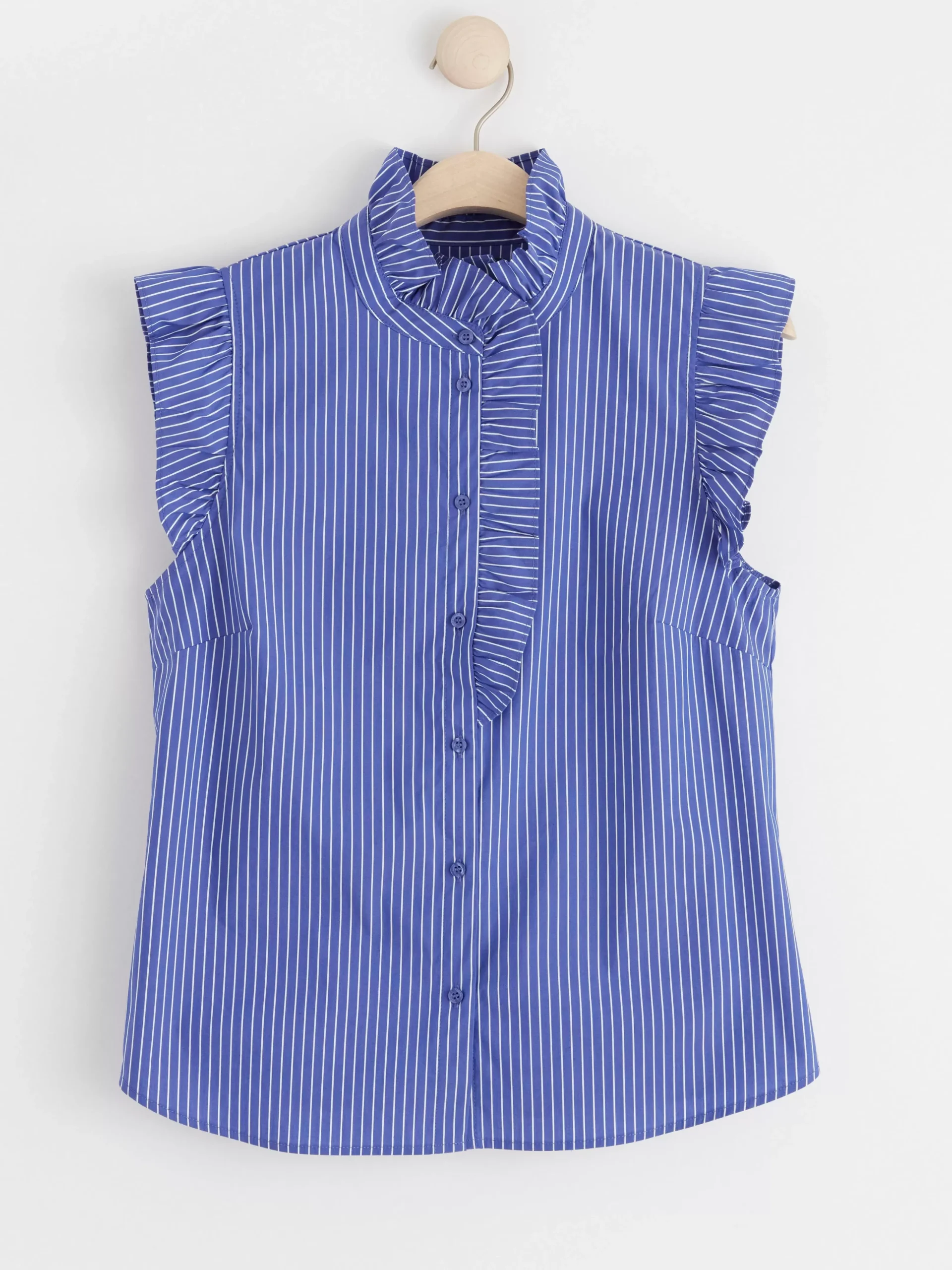 Blusar & Skjortor>Lindex Armlos Blus Med Volanger Blue