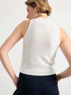 Toppar & T-Shirts>Lindex Armlos Stickad Topp Off White