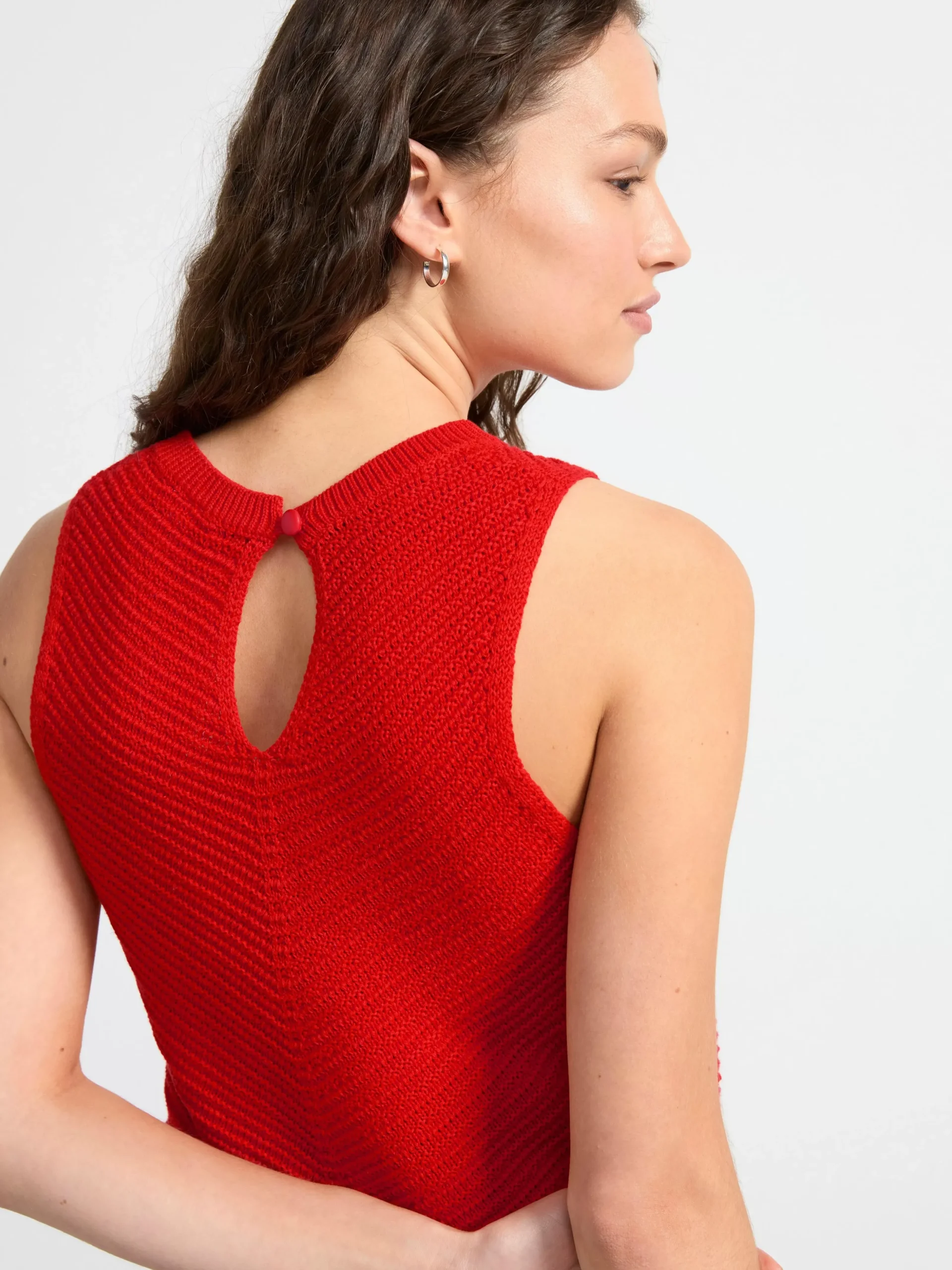 Toppar & T-Shirts>Lindex Armlos Topp I Stickad Linneblandning Red
