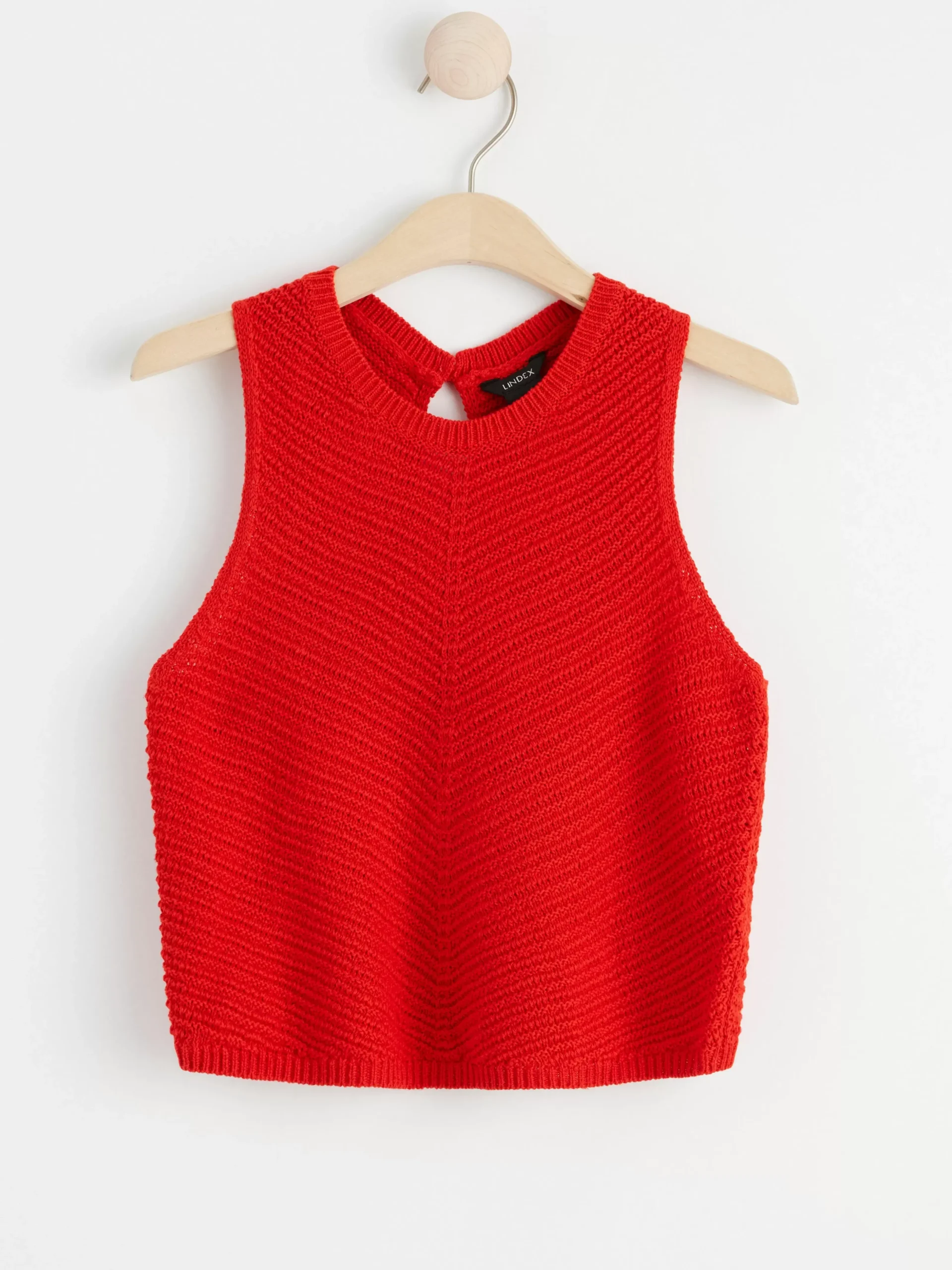 Toppar & T-Shirts>Lindex Armlos Topp I Stickad Linneblandning Red
