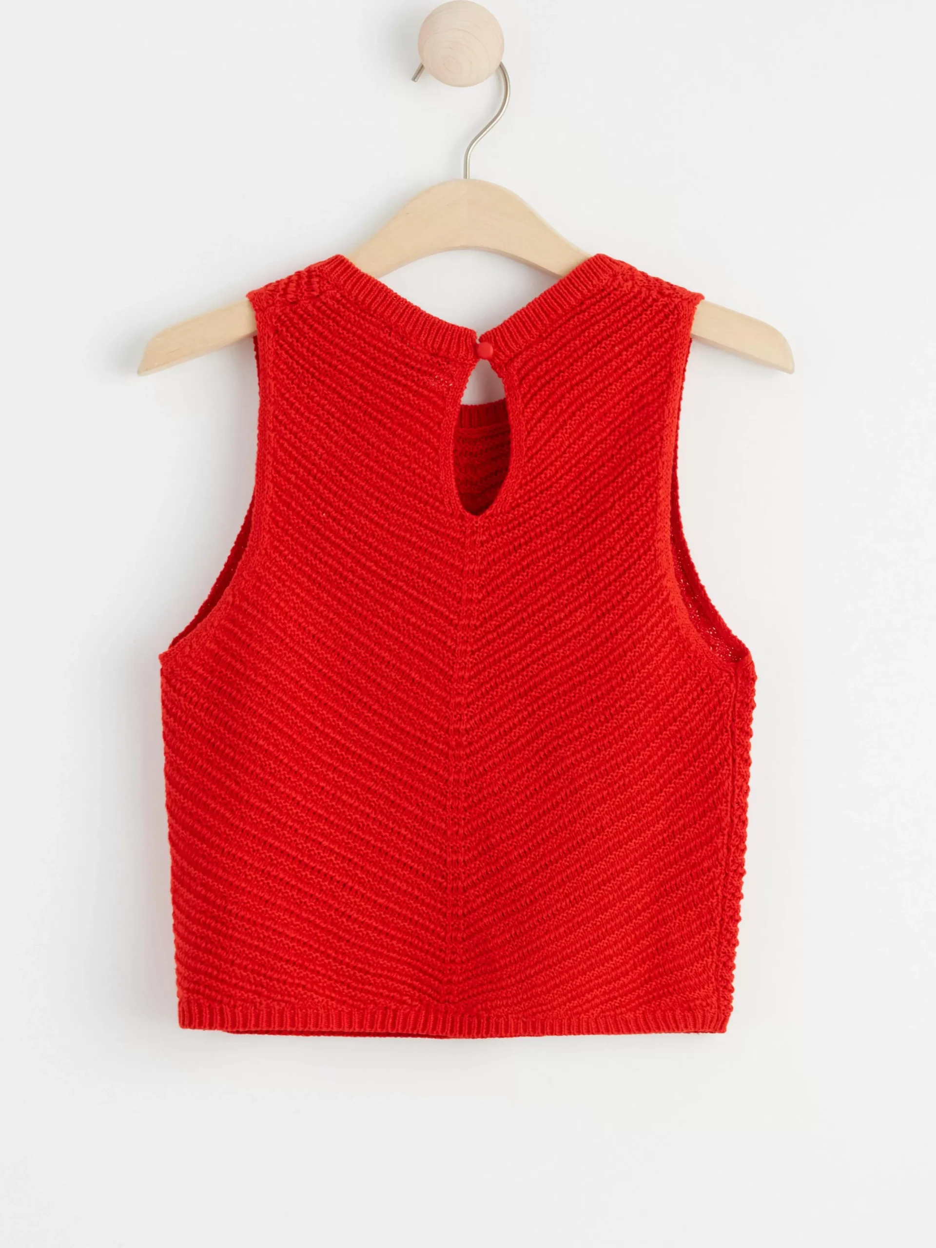 Toppar & T-Shirts>Lindex Armlos Topp I Stickad Linneblandning Red