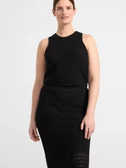 Toppar & T-Shirts>Lindex Armlos Topp I Stickad Linneblandning Black