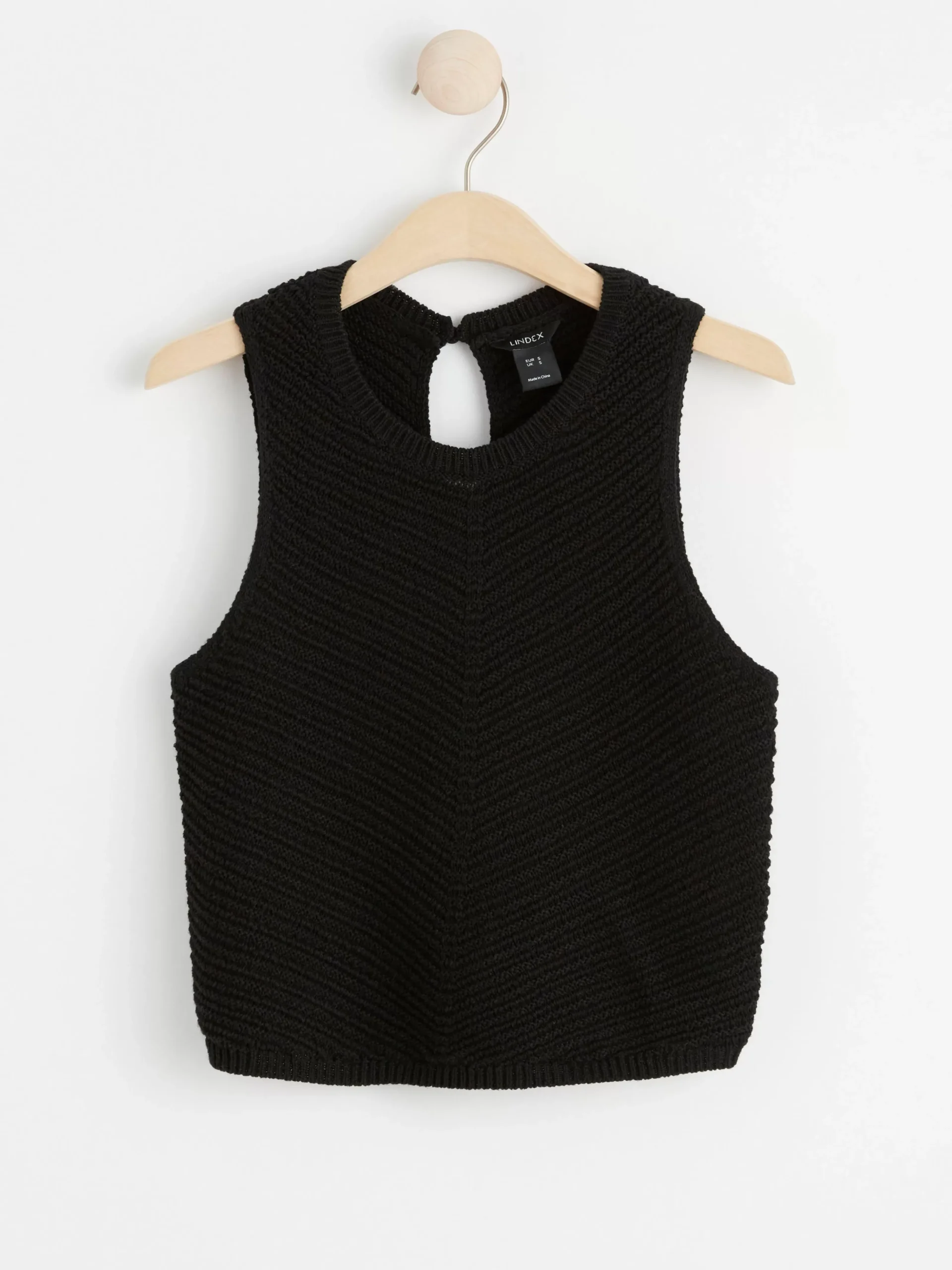 Toppar & T-Shirts>Lindex Armlos Topp I Stickad Linneblandning Black