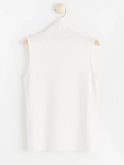 Toppar & T-Shirts>Lindex Armlos Topp Med Polokrage Off White