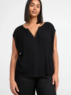Toppar & T-Shirts>Lindex Armlos Topp Med V-Ringning Och Struktur Black