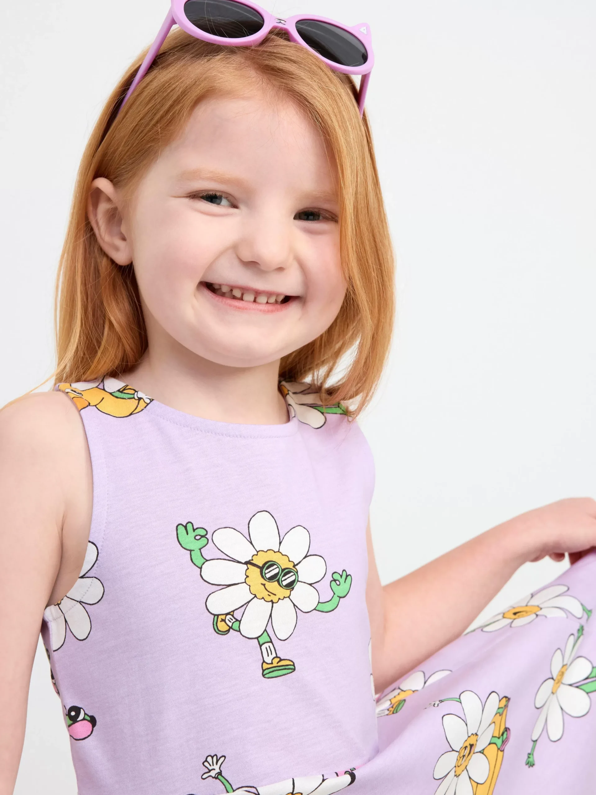Klänningar>Lindex Armlos Trikaklanning Med Blommor Light Lilac