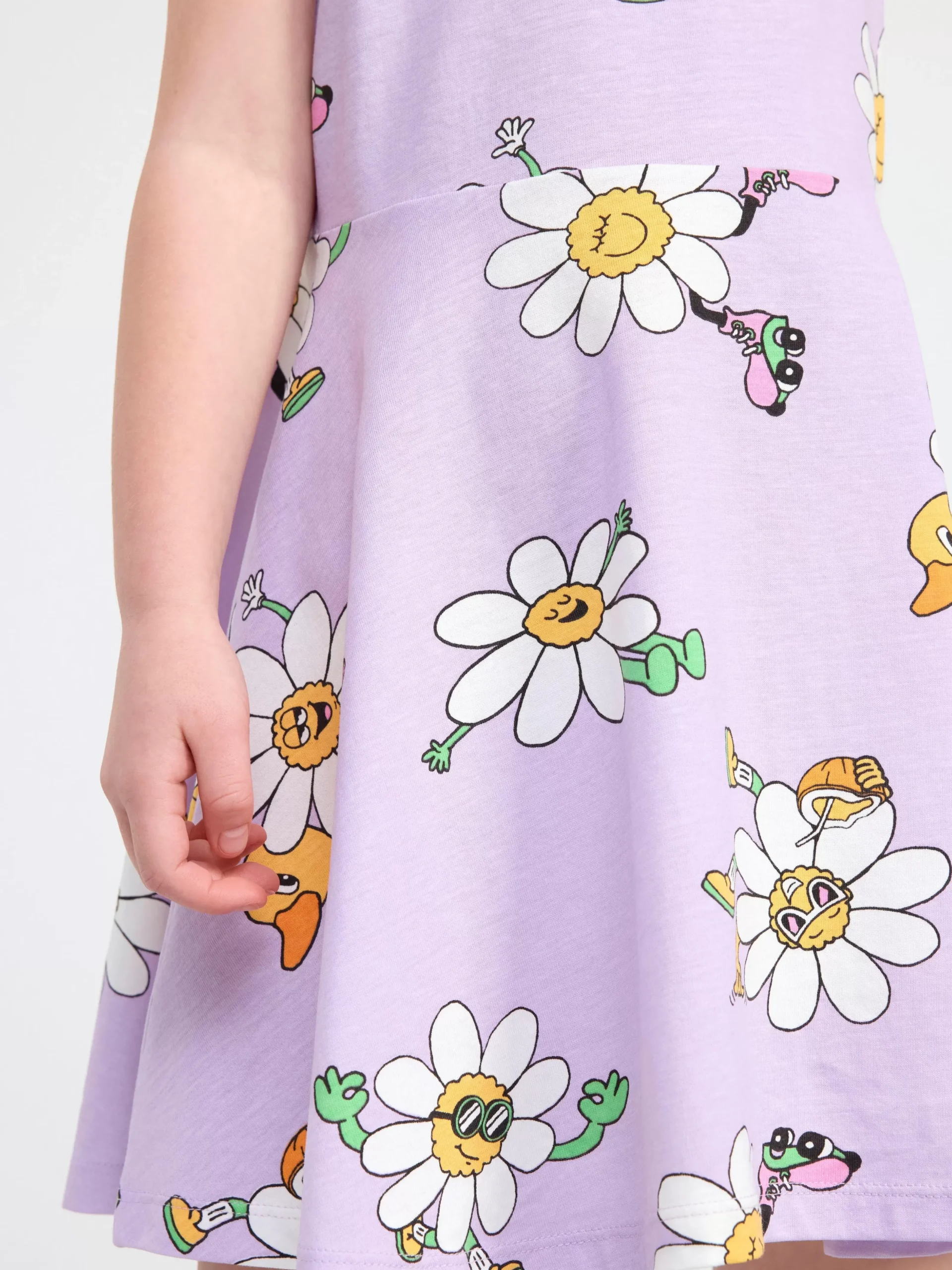 Klänningar>Lindex Armlos Trikaklanning Med Blommor Light Lilac