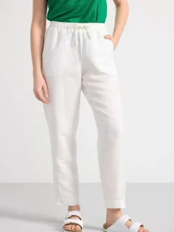 Byxor>Lindex Ava Byxa I Linneblandning Med Avsmalnat Ben Off White
