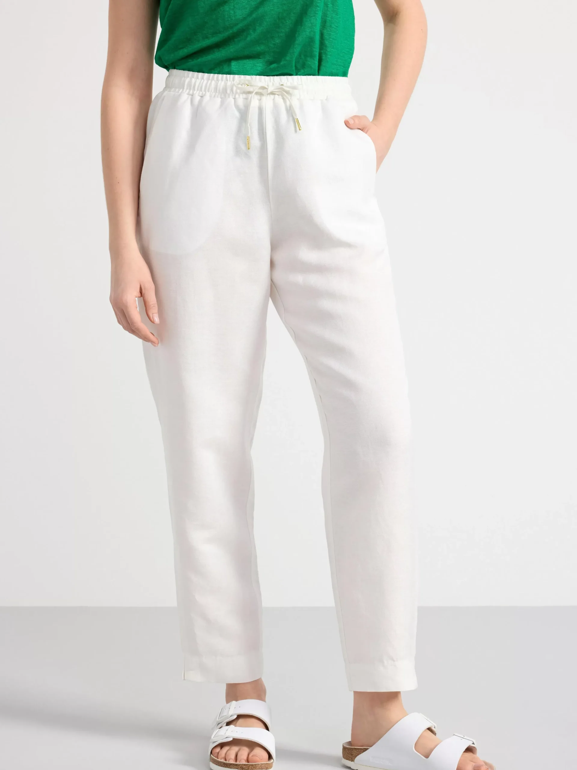 Byxor>Lindex Ava Byxa I Linneblandning Med Avsmalnat Ben Off White