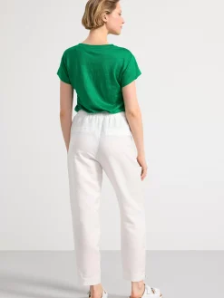 Byxor>Lindex Ava Byxa I Linneblandning Med Avsmalnat Ben Off White
