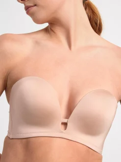 Bh>Lindex Axelbandslos Push-Up Bh Med Djup Urringning Beige