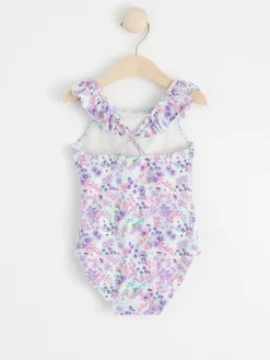 Badkläder & Uv>Lindex Baddrakt Med Blommor Light Lilac