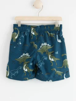 Badkläder & Uv>Lindex Badshorts Med Dinosaurier Dark Dusty Blue