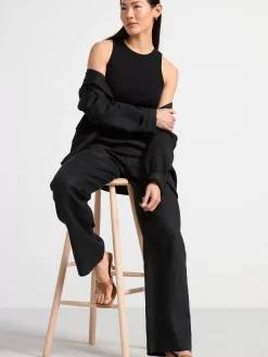 Byxor>Lindex Bella Rak Byxa I Linne Black