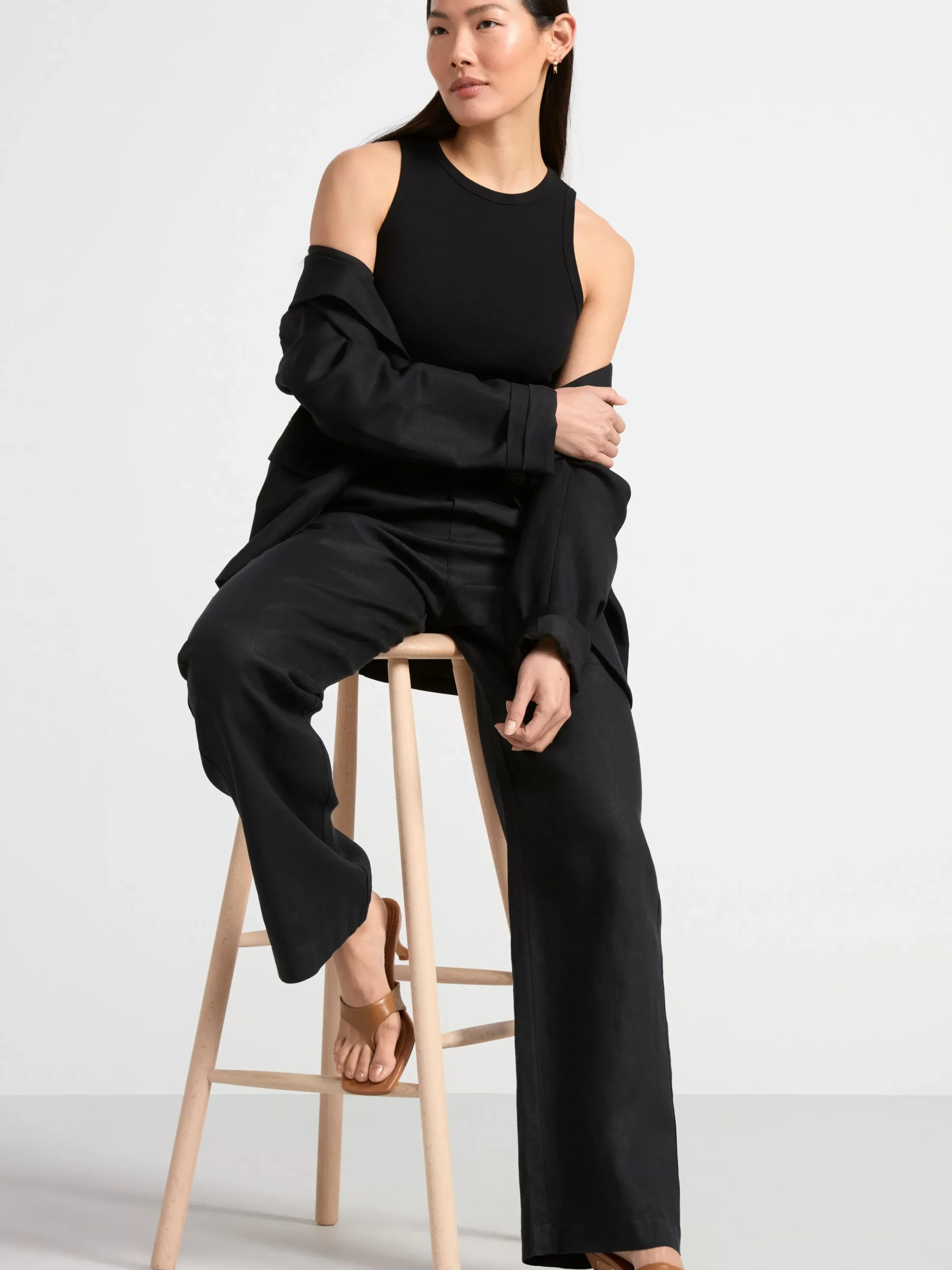 Byxor>Lindex Bella Rak Byxa I Linne Black