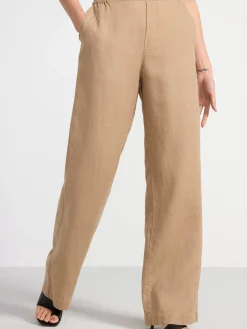 Byxor>Lindex Bella Rak Byxa I Linne Khaki