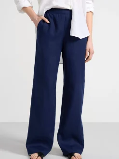 Byxor>Lindex Bella Rak Byxa I Linne Dark Blue