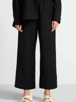Byxor>Lindex Bella Rak Croppad Byxa I Linne Black