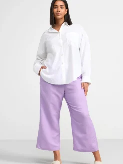 Byxor>Lindex Bella Rak Croppad Byxa I Linne Dusty Lilac