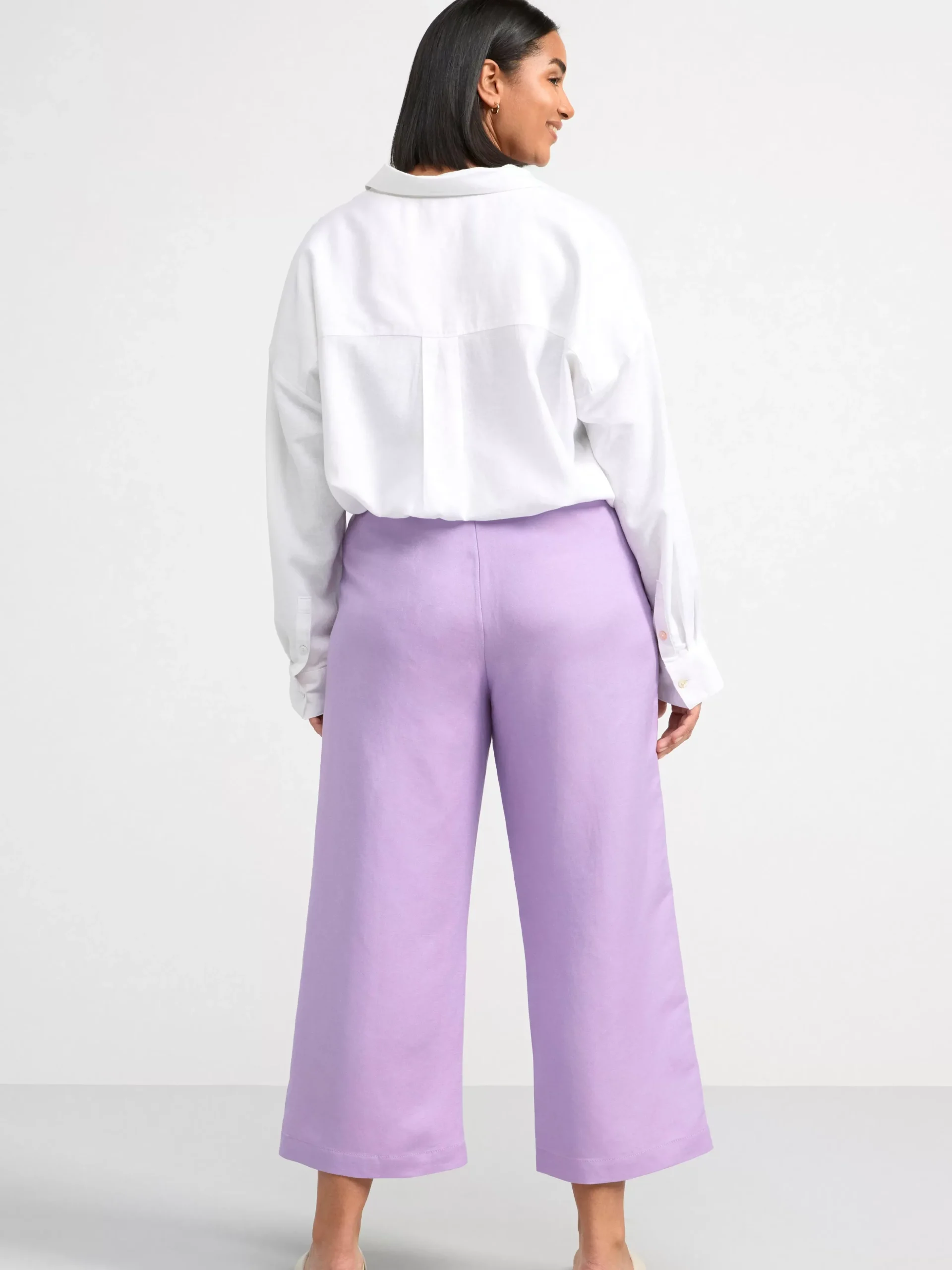 Byxor>Lindex Bella Rak Croppad Byxa I Linne Dusty Lilac