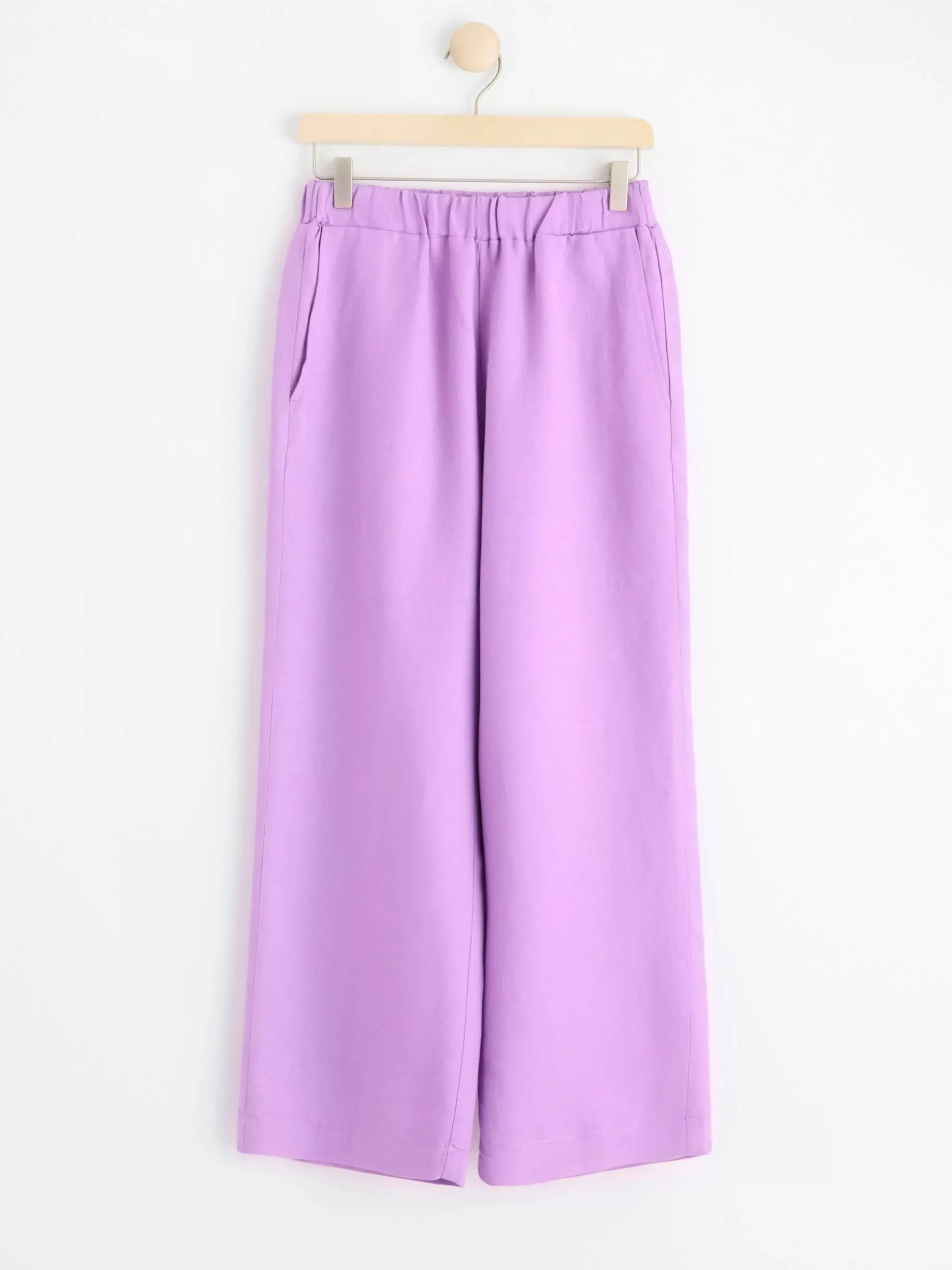 Byxor>Lindex Bella Rak Croppad Byxa I Linne Dusty Lilac