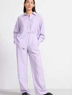 Byxor>Lindex Bella Rak Krinklad Byxa Light Lilac
