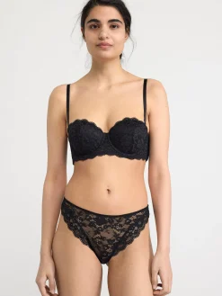Bh>Lindex Bjork Axelbandslos Balconette Bh Med Spets Black