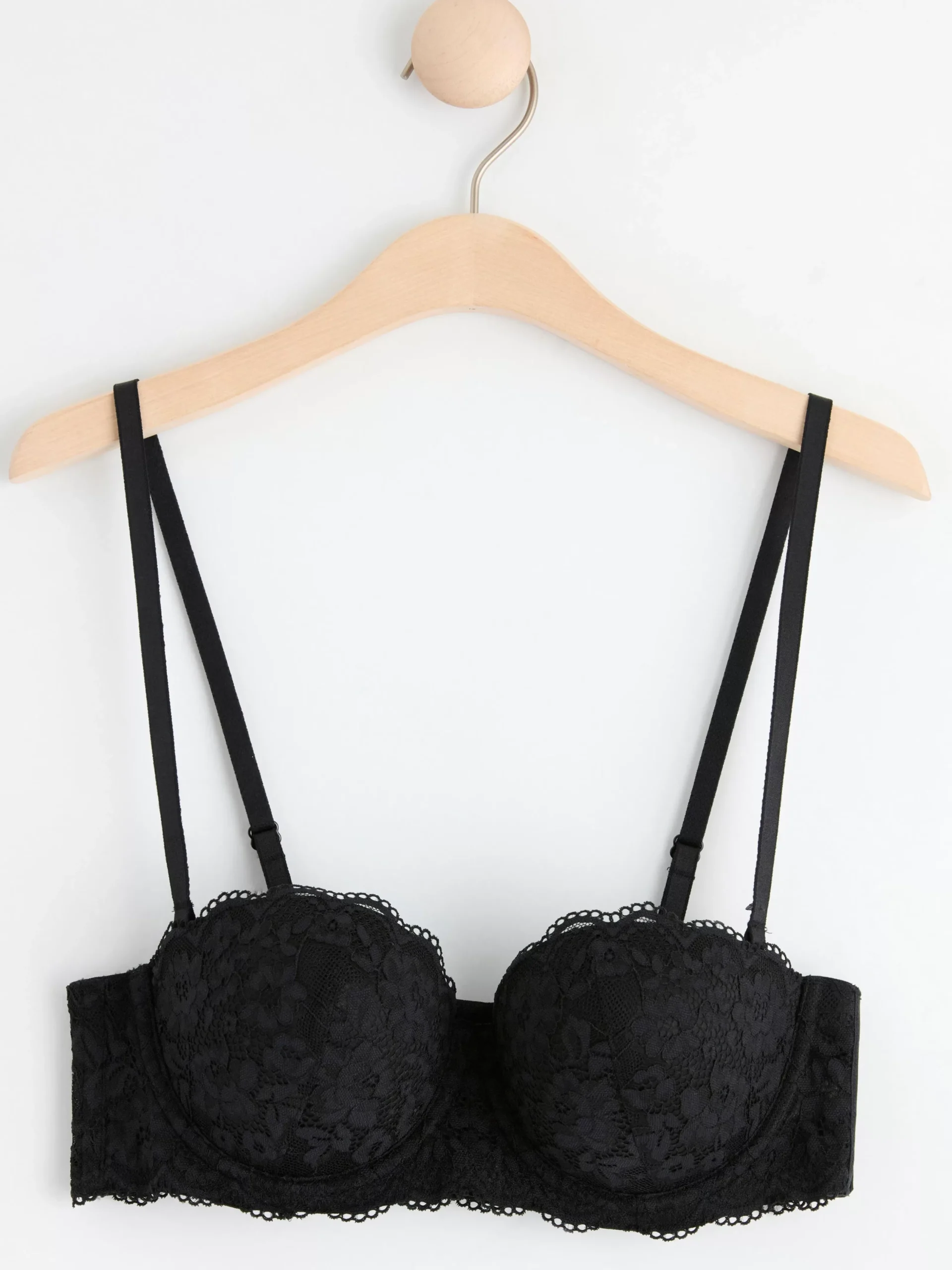 Bh>Lindex Bjork Axelbandslos Balconette Bh Med Spets Black