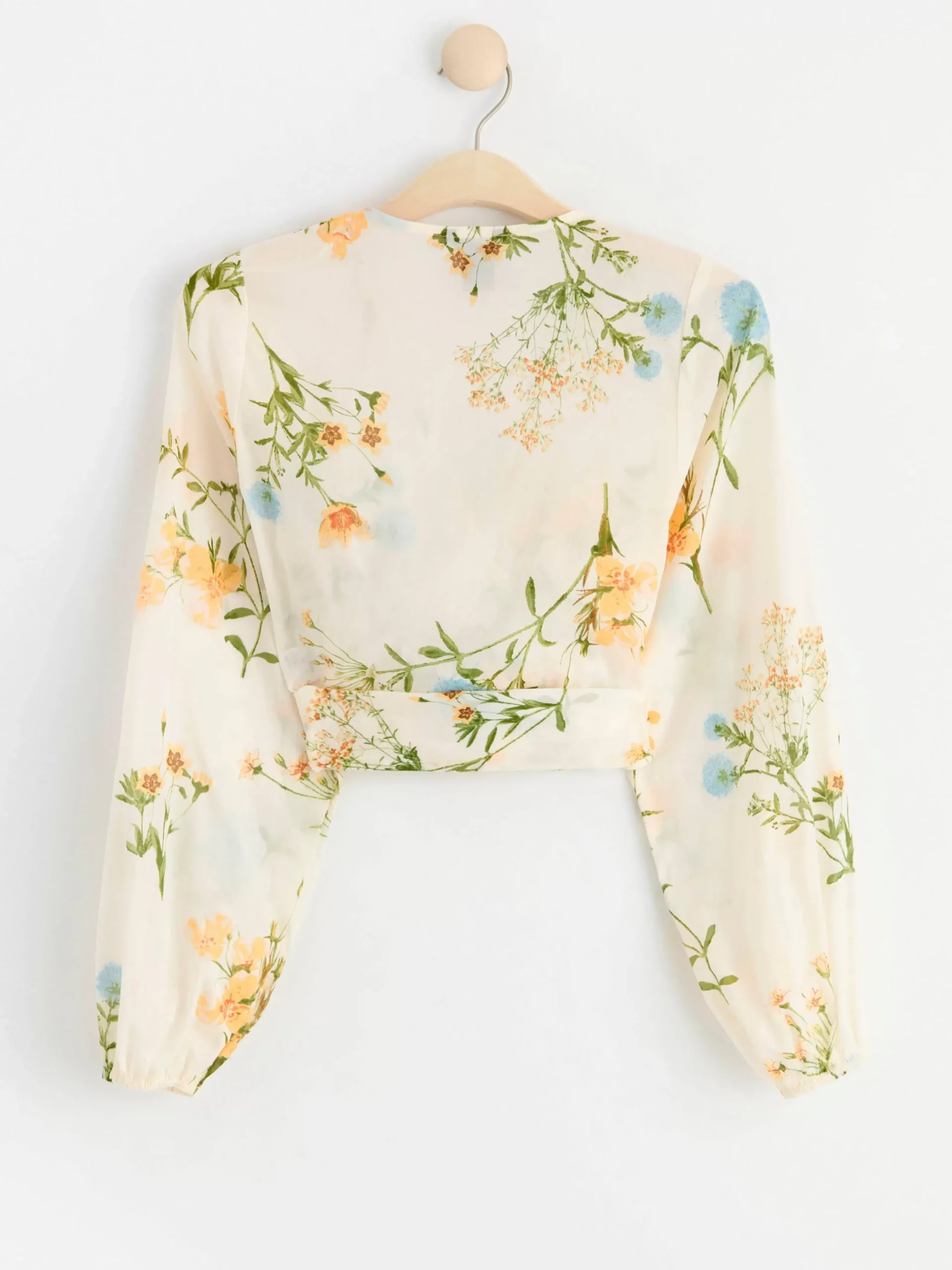 Blusar & Skjortor>Lindex Blommig Omlottblus Light White