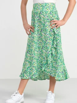 Kjolar>Lindex Blommig Omlottkjol Lime