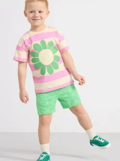 Byxor & Leggings>Lindex Blommiga Shorts I Frotte Green