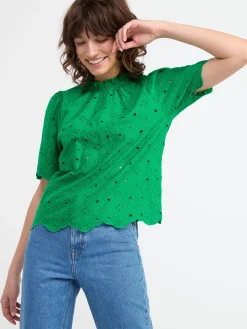 Blusar & Skjortor>Lindex Blus Med Broderie Anglaise Green