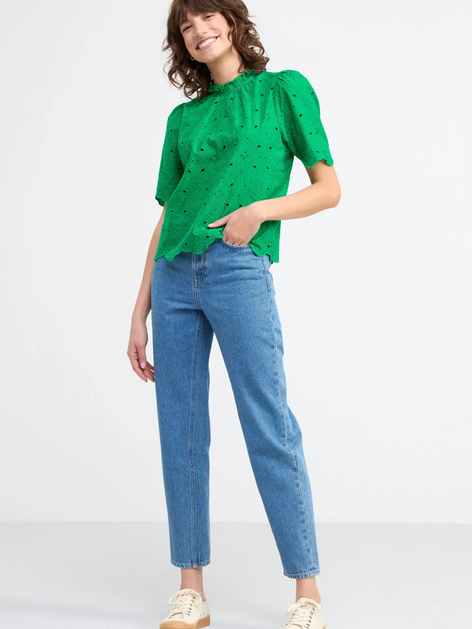 Blusar & Skjortor>Lindex Blus Med Broderie Anglaise Green