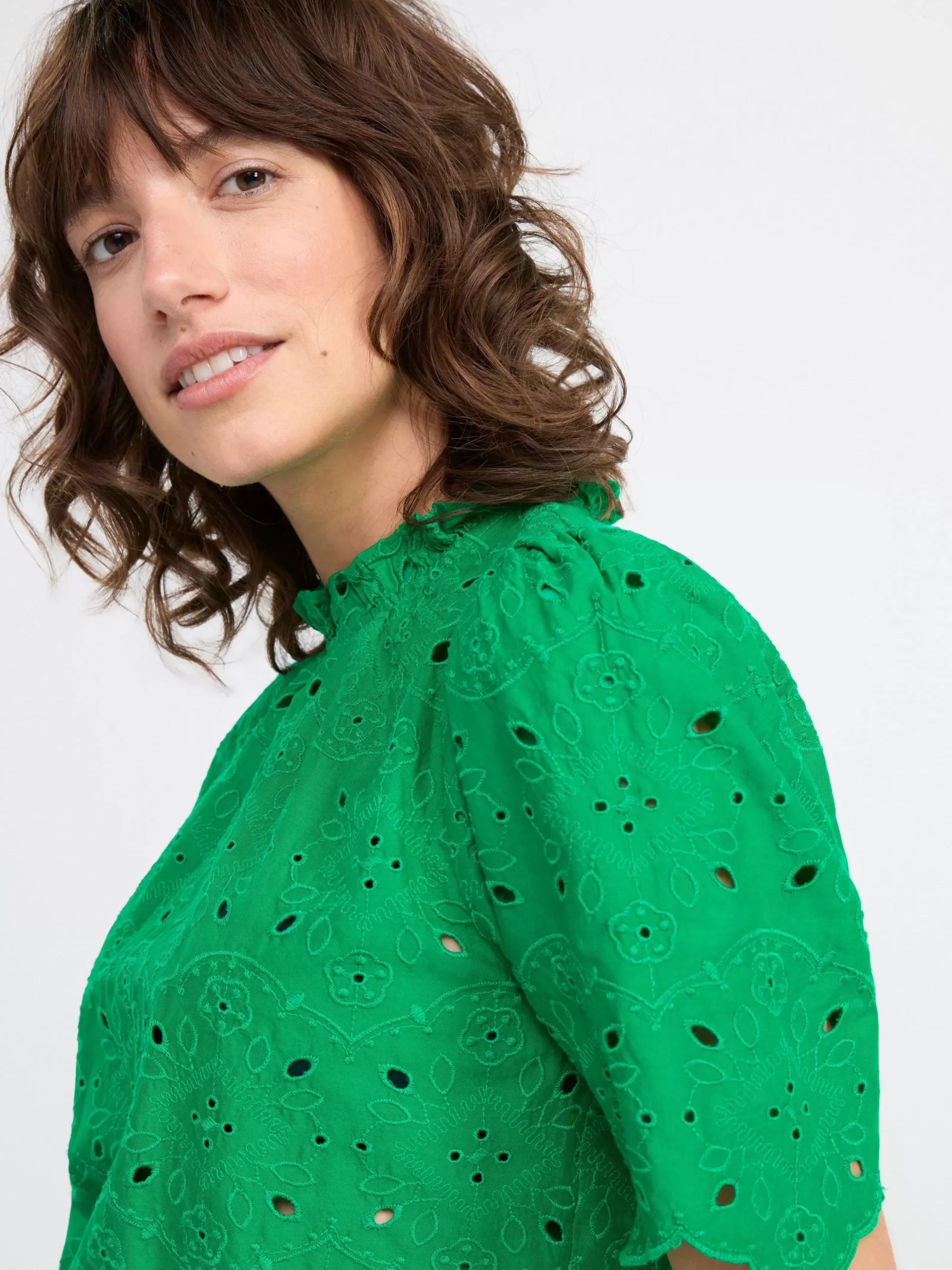 Blusar & Skjortor>Lindex Blus Med Broderie Anglaise Green