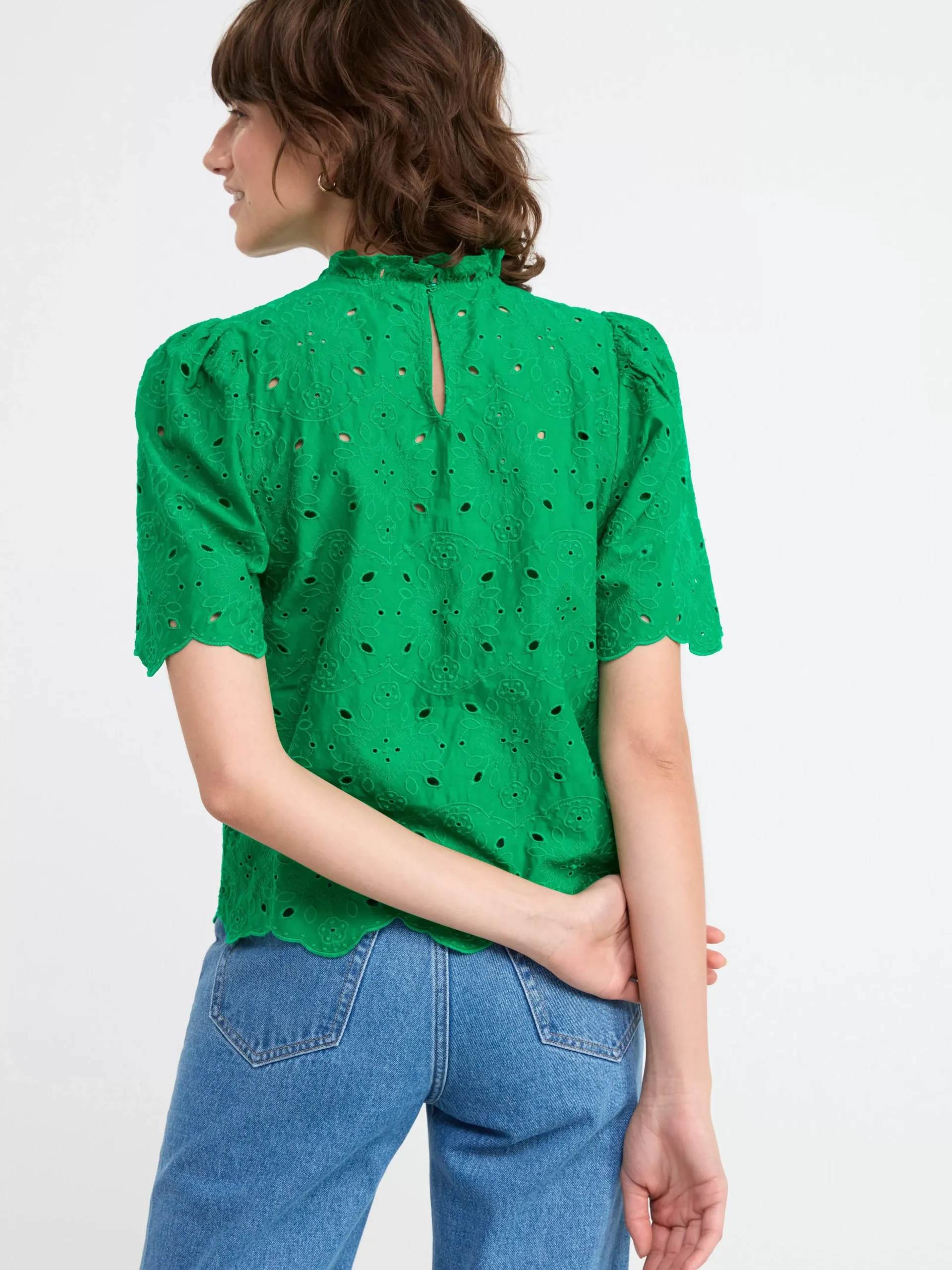 Blusar & Skjortor>Lindex Blus Med Broderie Anglaise Green
