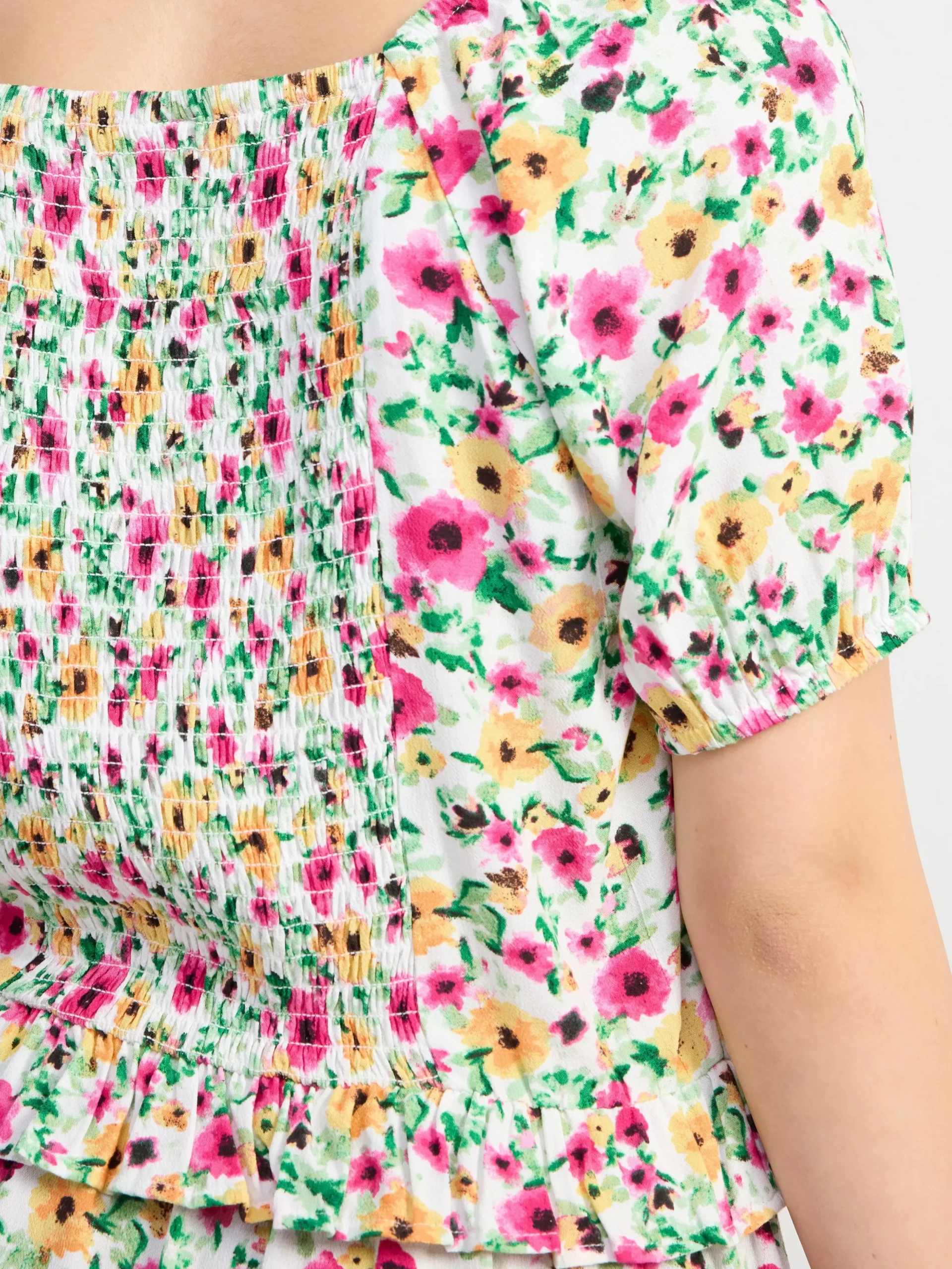 Toppar & T-Shirts>Lindex Blus Med Puffarm Light Dusty White