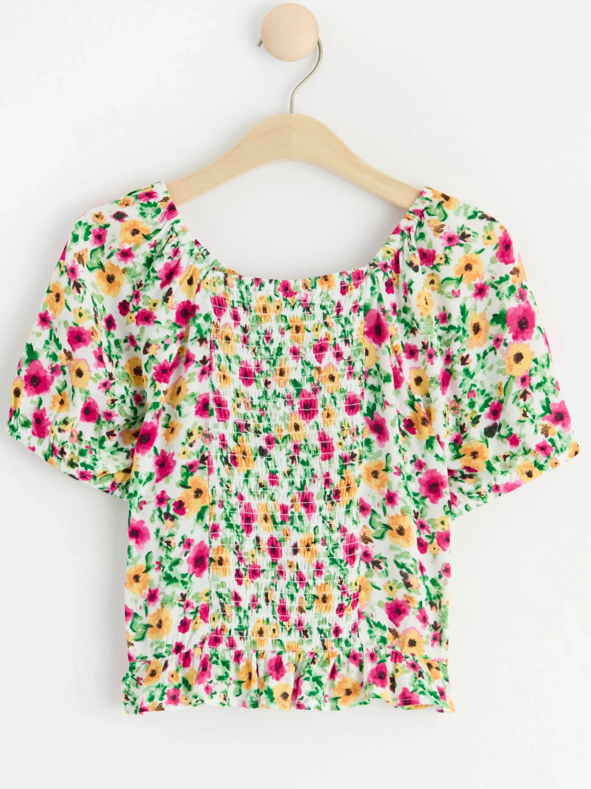 Toppar & T-Shirts>Lindex Blus Med Puffarm Light Dusty White