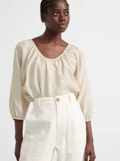 Blusar & Skjortor>Lindex Blus Med Trekvartsarm Light Beige
