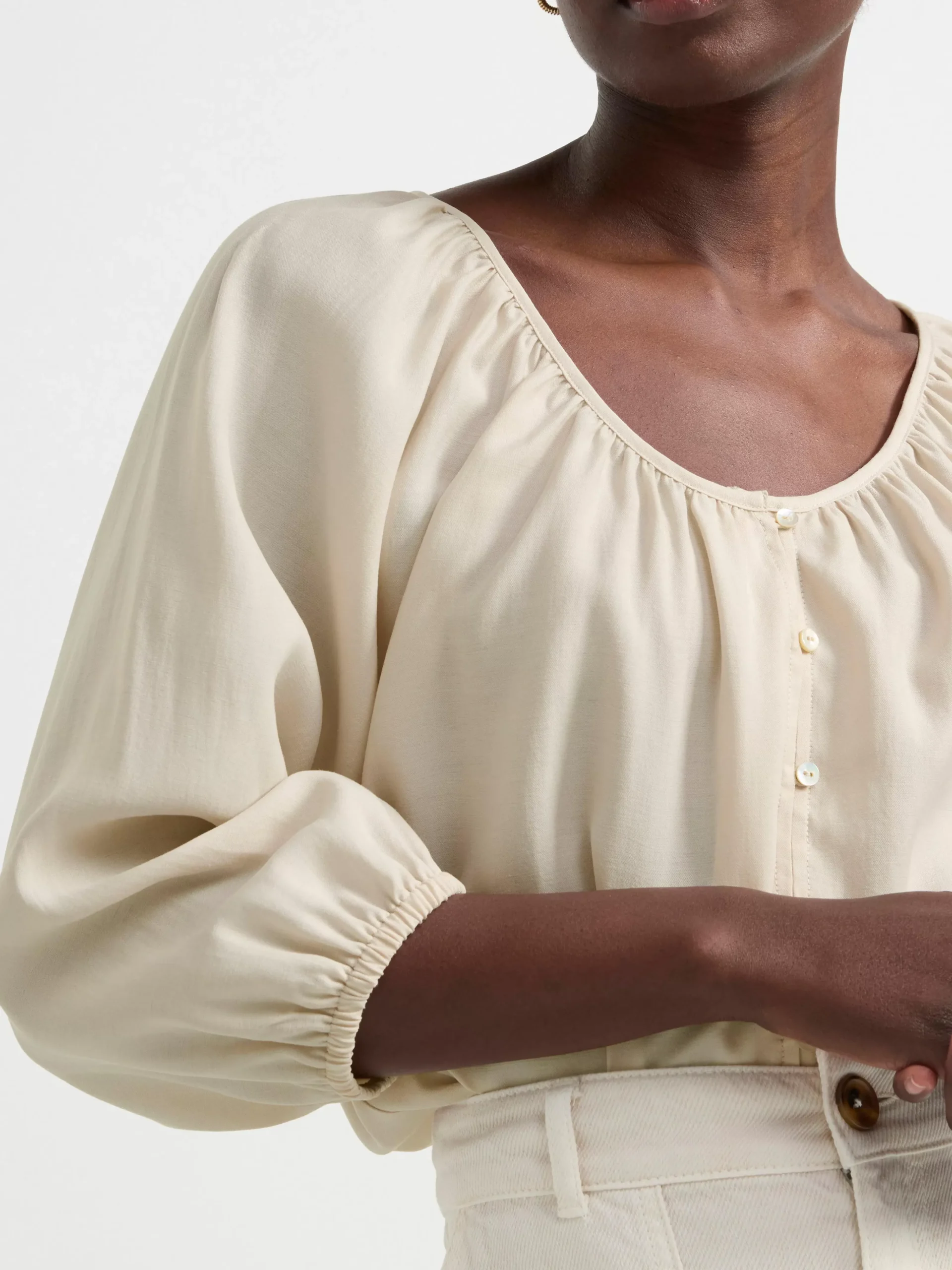 Blusar & Skjortor>Lindex Blus Med Trekvartsarm Light Beige
