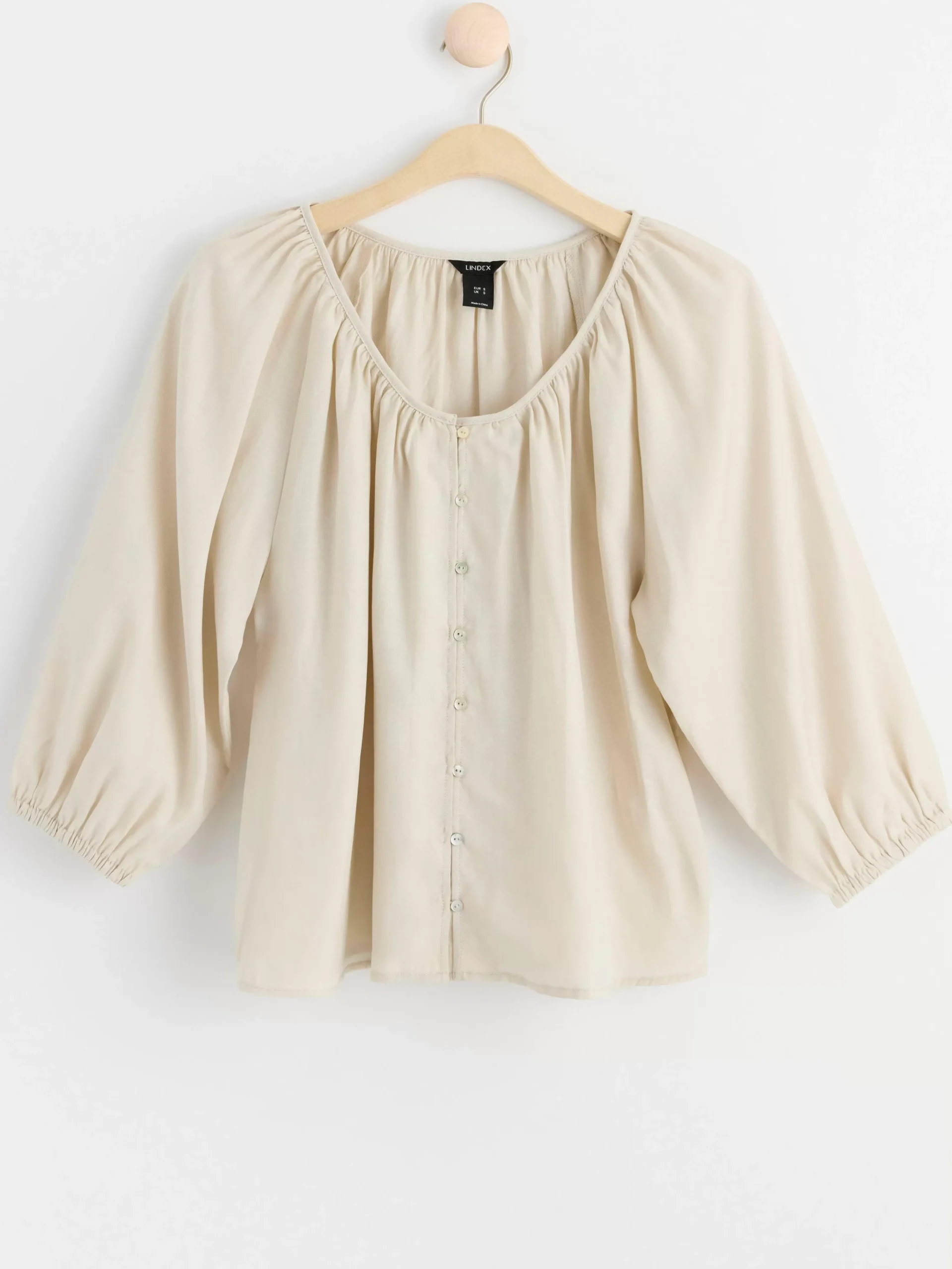 Blusar & Skjortor>Lindex Blus Med Trekvartsarm Light Beige