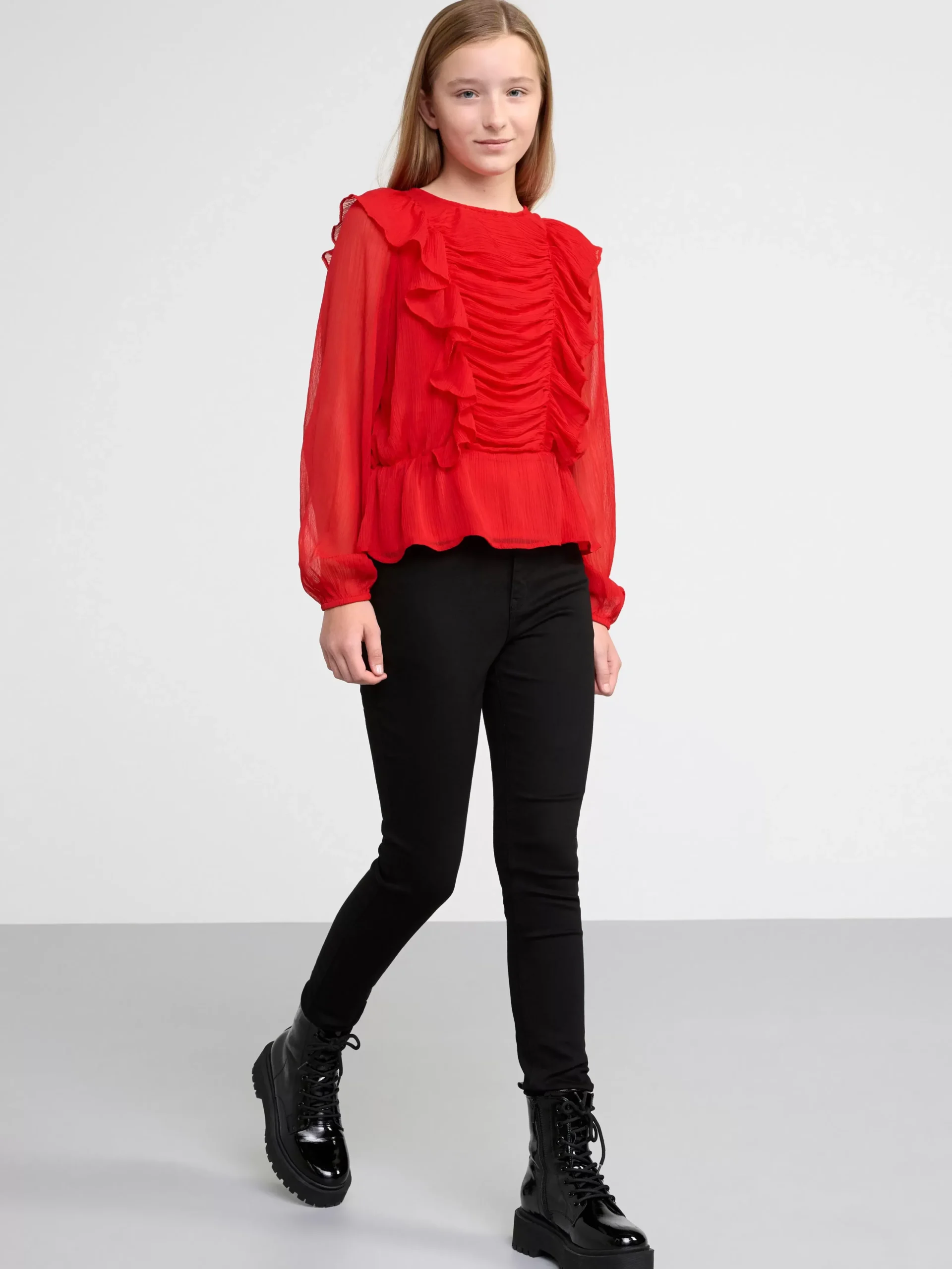 Toppar & T-Shirts>Lindex Blus Med Volanger Red