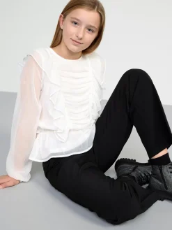 Toppar & T-Shirts>Lindex Blus Med Volanger Off White