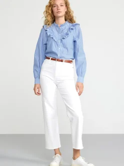 Blusar & Skjortor>Lindex Blus Med Volangkrage Blue